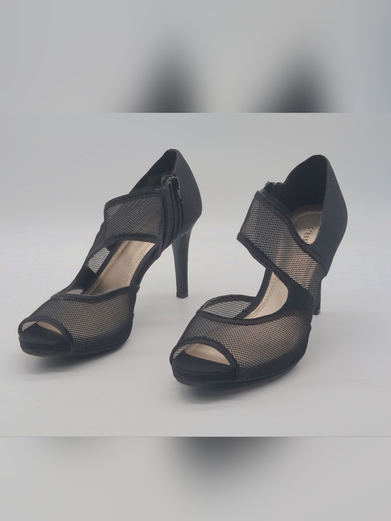 Dress Barn Shoes - Dress Barn Trishia Sz 8.5 Women's Black Mesh Peep-Toe High Heels